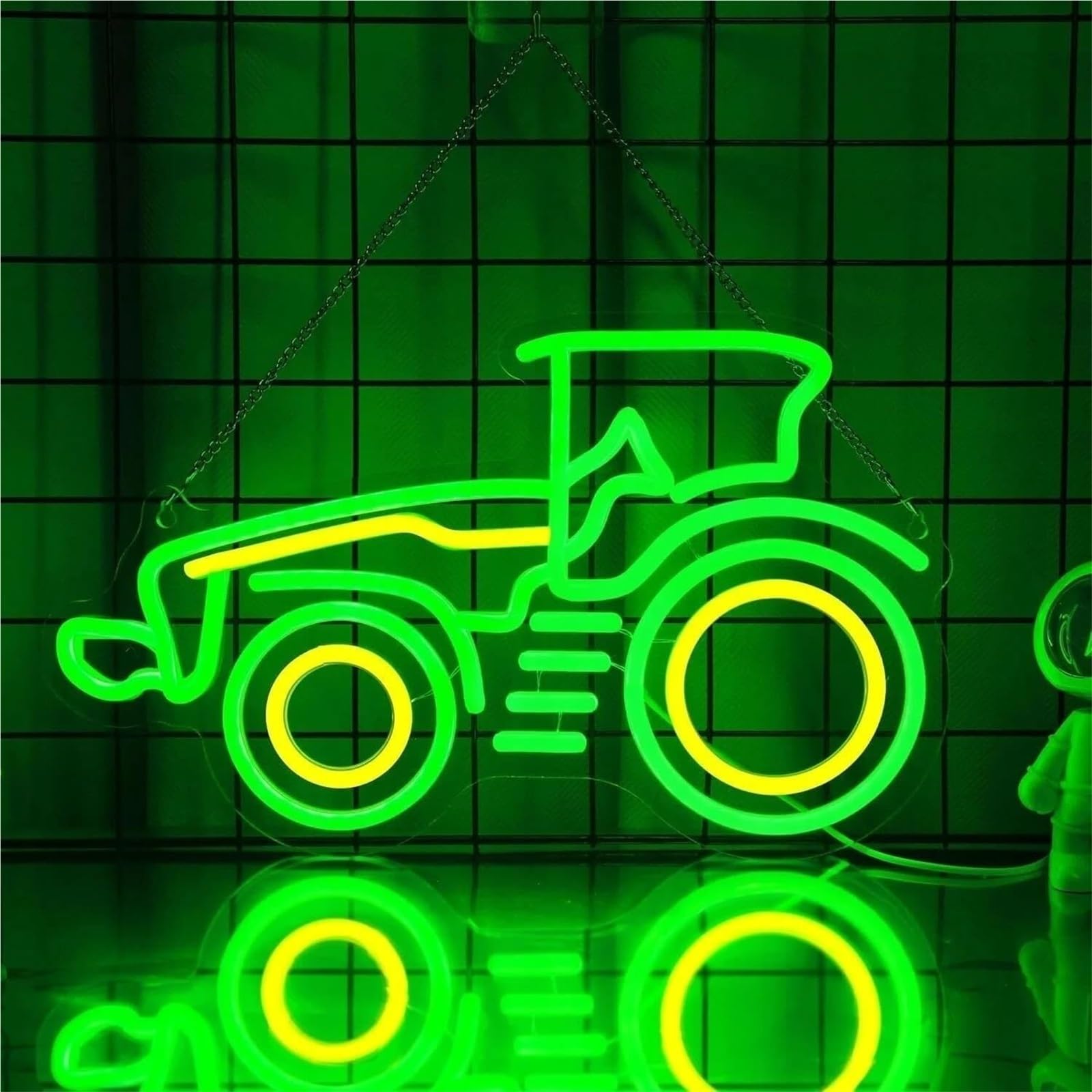 Letrero Luminoso de neón para lámpara de neón Tractor Verde para Letrero Luminoso para LED Regulable (38,2 x 23,1 cm)