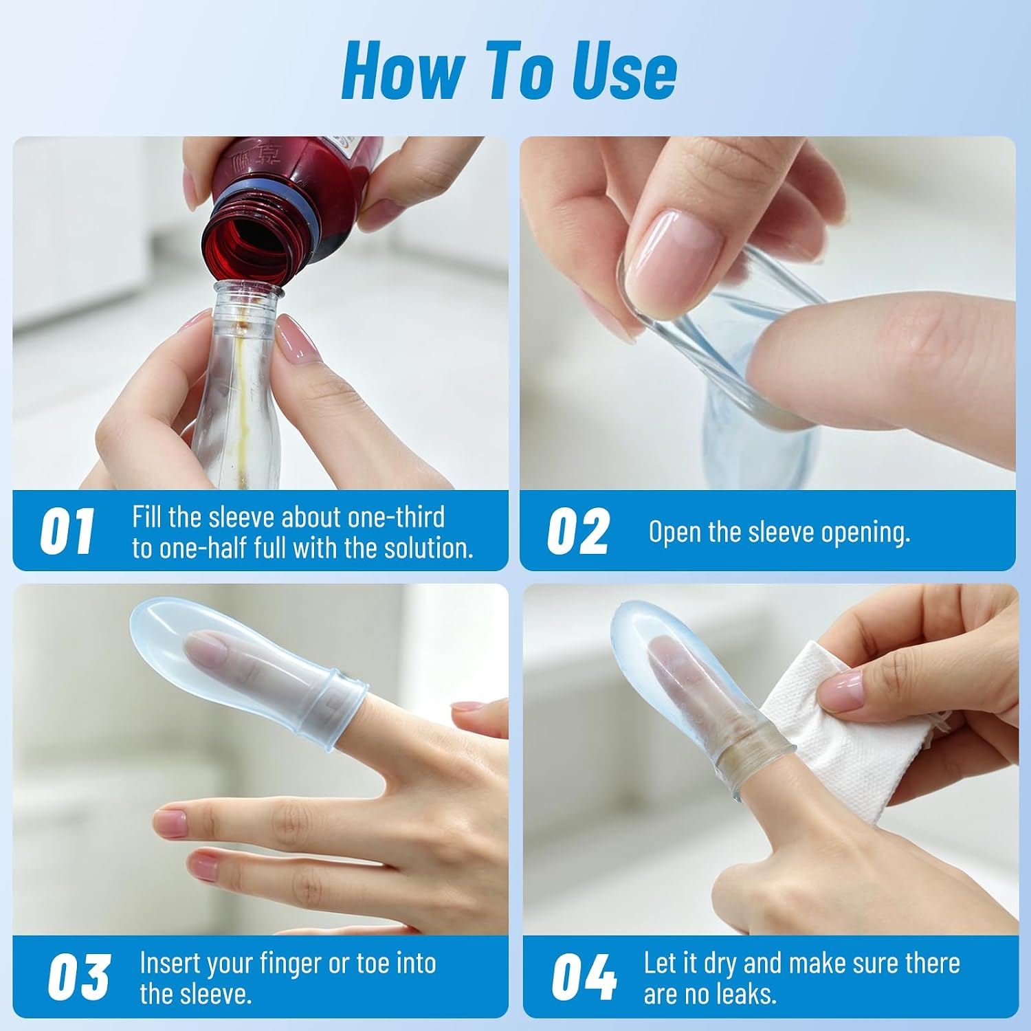8PCS Waterproof Finger Protectors, Reusable Silicone Finger Protectors with Care Bandage, Waterproof Finger Covers for Shower Swimming,Manicure,Durable Nail Soaking and Wound Protection