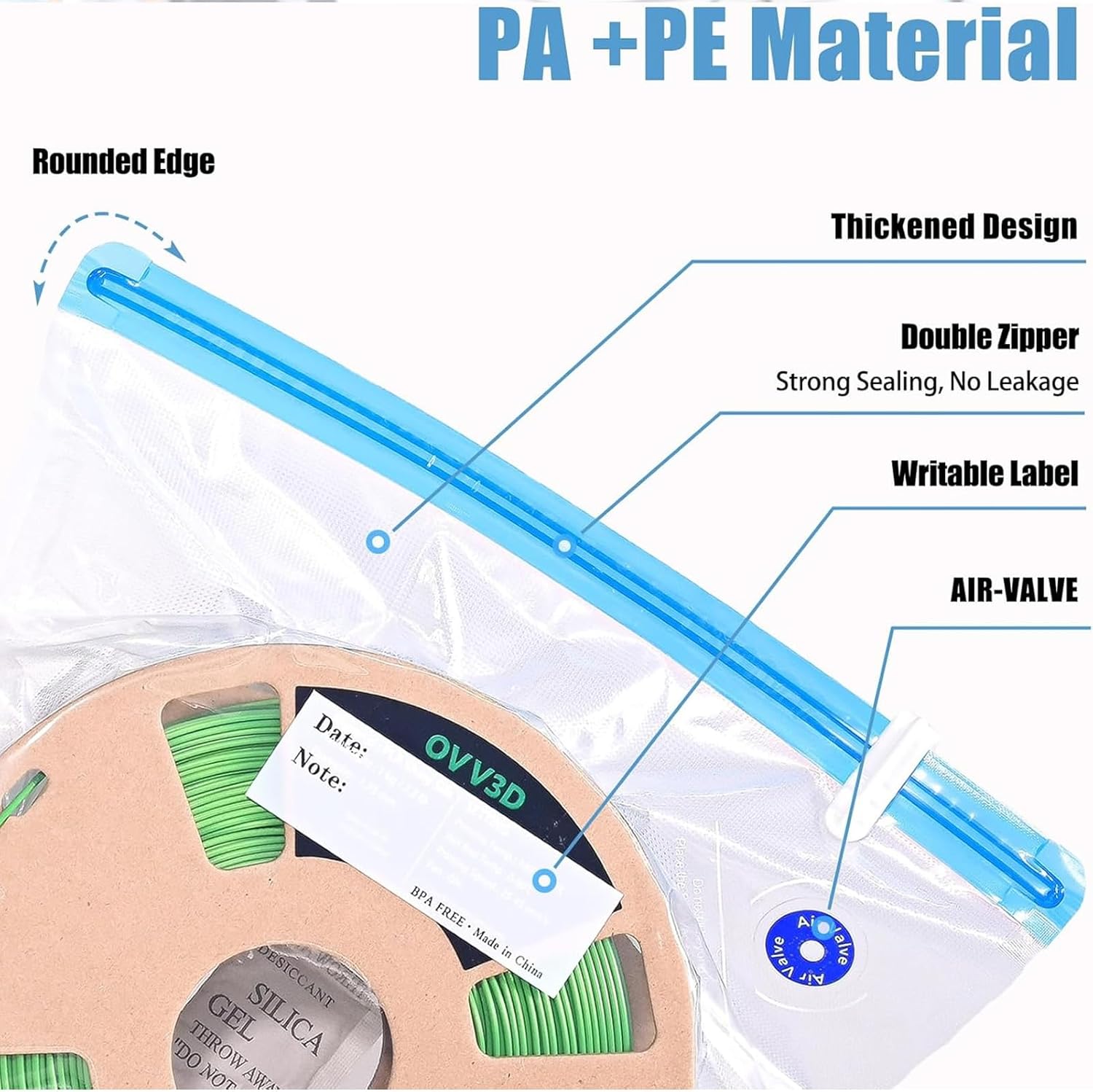 XUMIUZIY 30pcs Filament Storage Sealing Bags with Auto Pump, 3D Printer Filament Storage Bags Vacuum Sealed Kit with 30 Desiccant for Keeping Dry 30 * 34cm