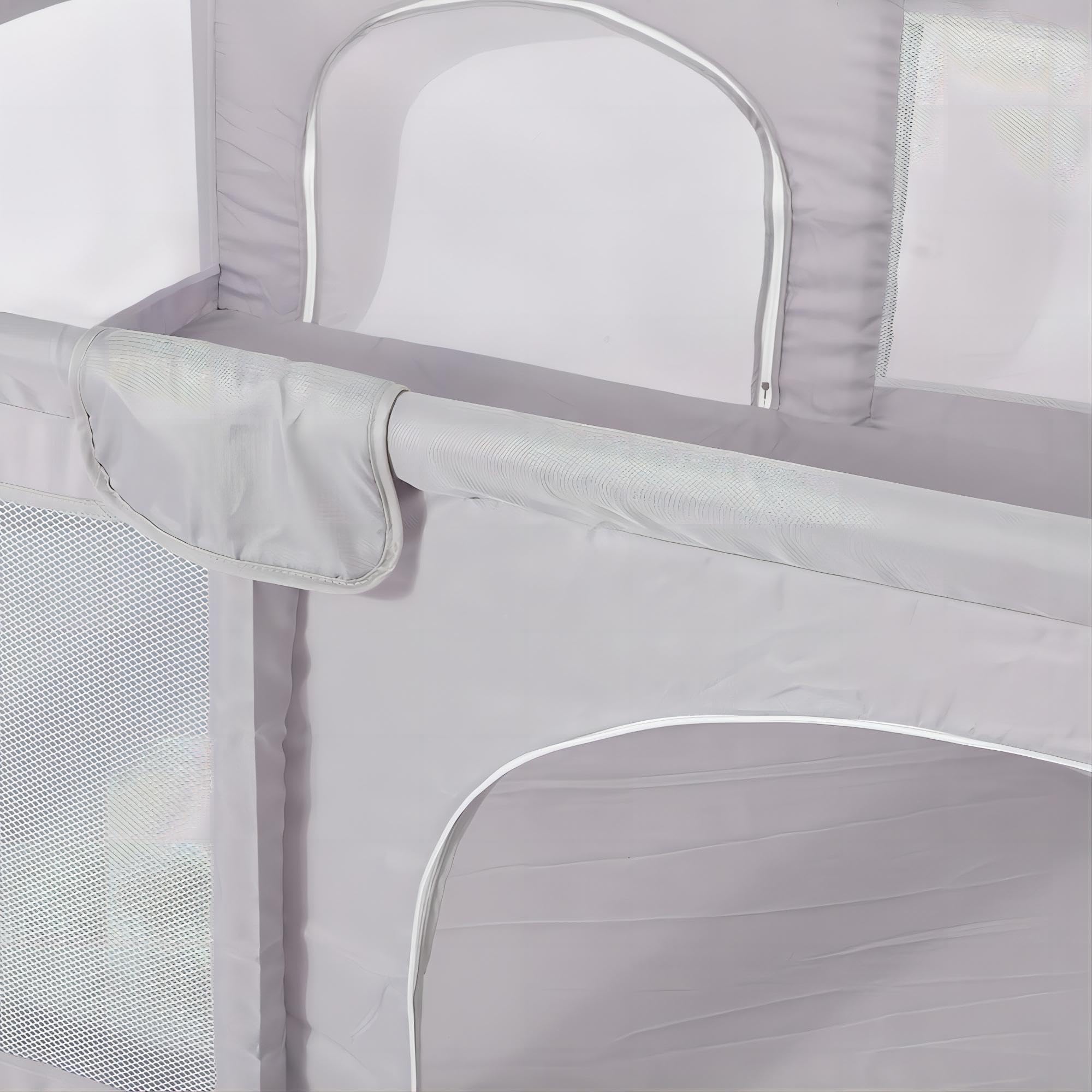 Parc Bebe Modulable 180 x 150 x 66 cm en Tissu Oxford, Parc Enfant avec Barrières, 2 Anneaux de Préhension, 8 Ventouses et Tapis de Jeux, Parcs de Jeux Bébé Intérieur/Extérieur (Gris clair)