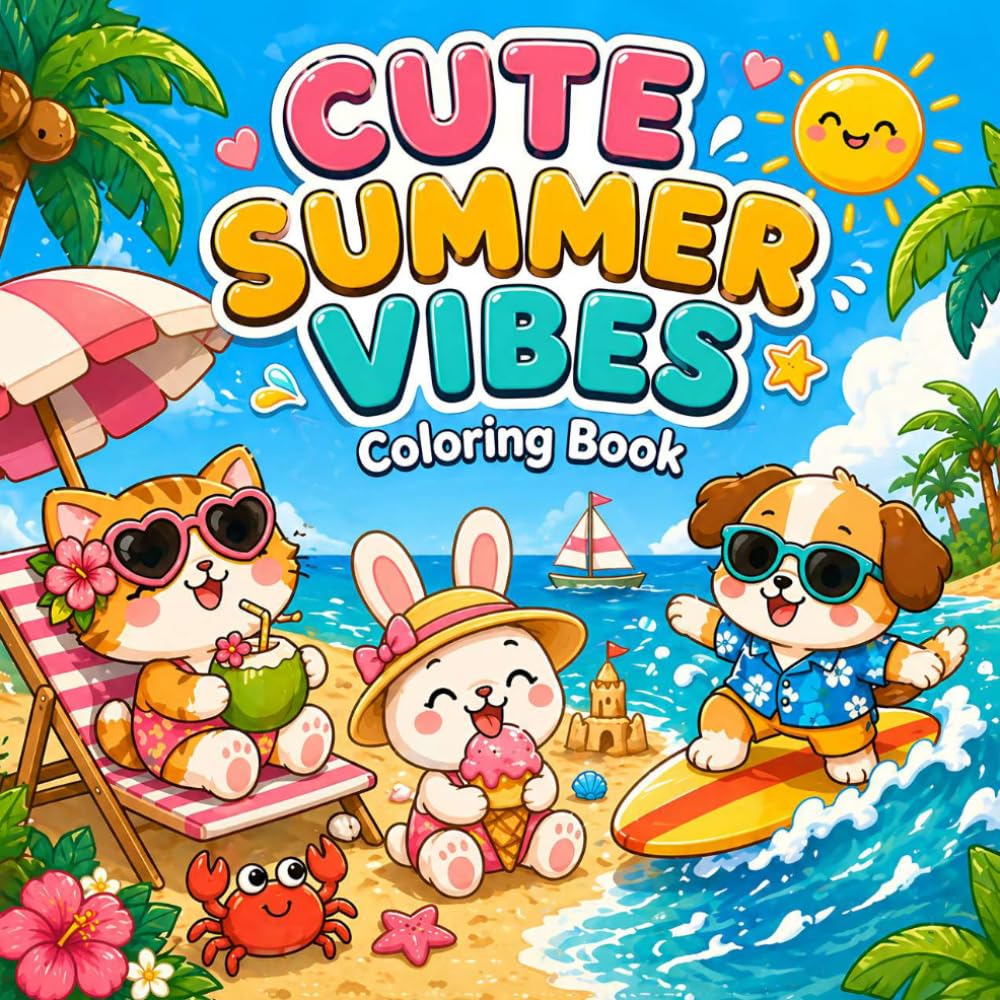 Cute Summer Vibes: Coloring Book for Kids