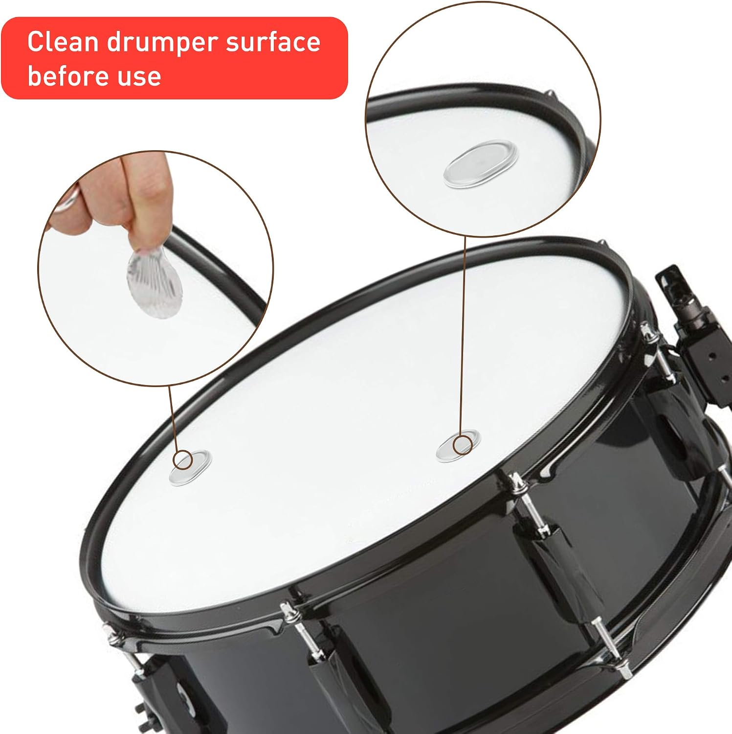 Drum Gel, 12 Pcs Clear Drum Dampener, Drum Damper Gel Pads, Non-toxic Soft Drum Sound Dampening, Tone Control for Your Drum Head
