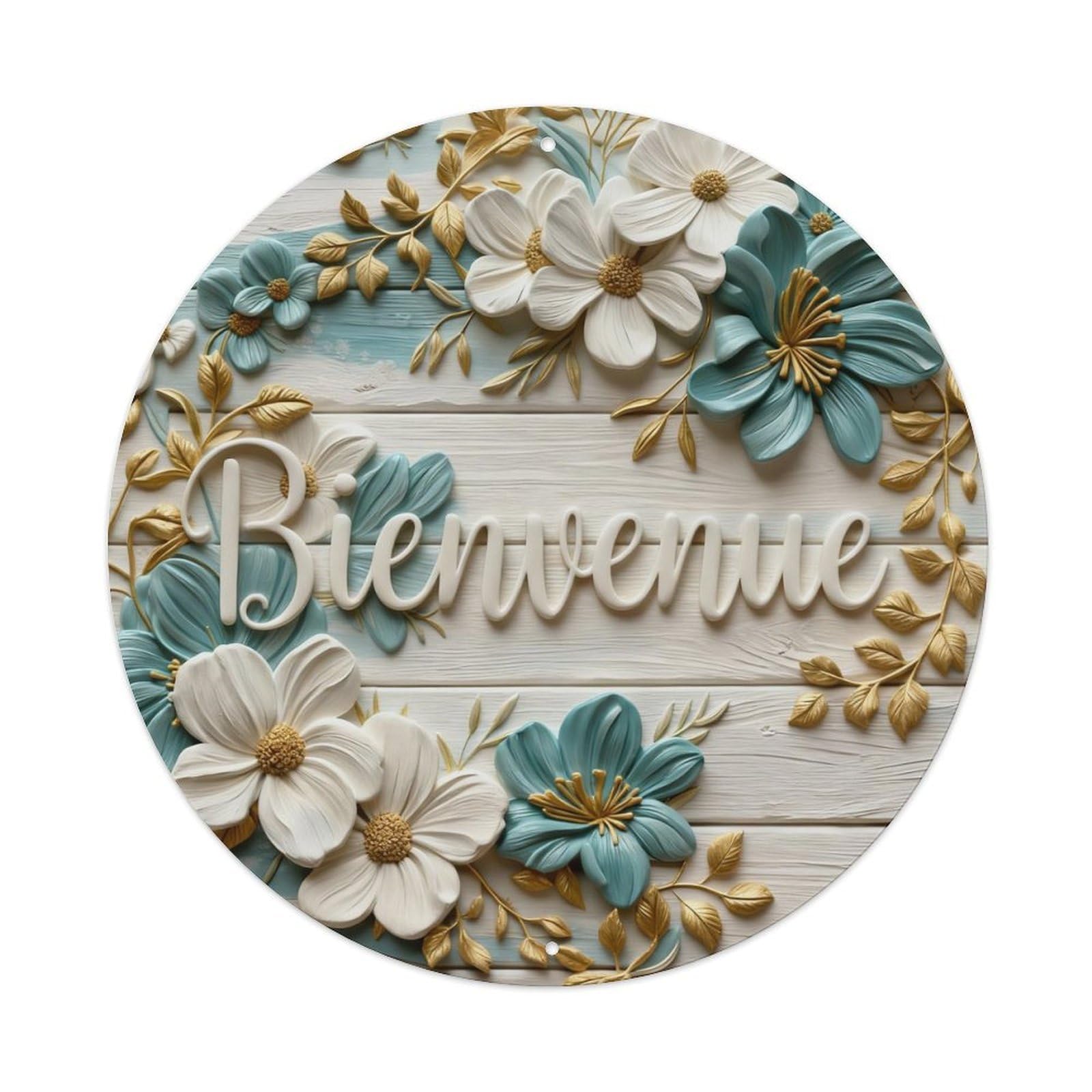 Zlatcbu Vintage Floral Wooden Background Welcome Design_1pj1m Metal Tin Sign Retro Wall Art Poster, Decor For Home Living Room Bar Cafe Garage, 8X8 Inch