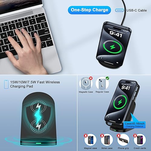 Miniatura 6 de Soporte de estación de carga inalámbrica para iPhone 1515 Plus15 Pro Max14131211X, almohadilla de carga inalámbrica rápida para Samsung Galaxy S23