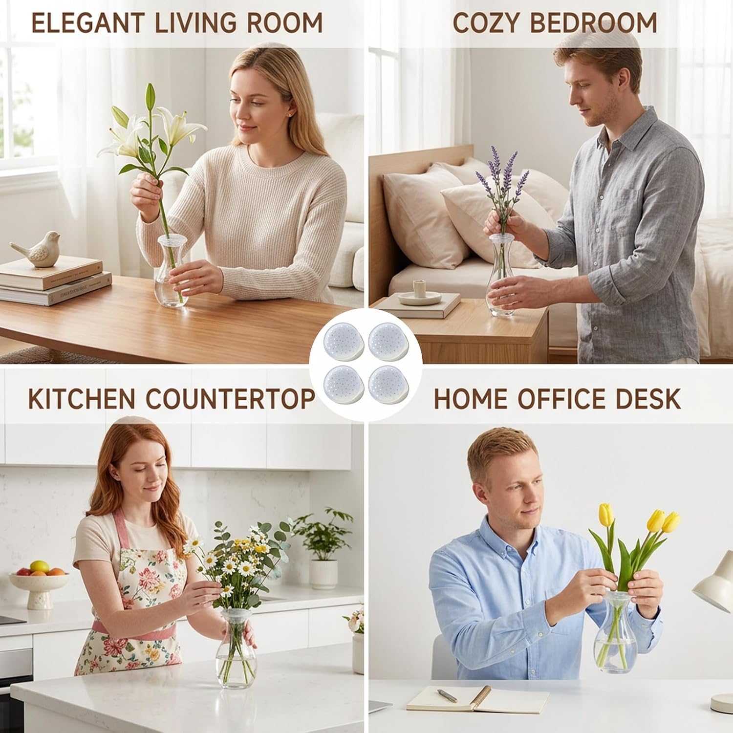 4Pcs Silicone Flower Arranging Grid, Silicone Grid for Vase, Blossom Grids, Desk Pen Holder and Vase, Practical Flower Decor Tool
