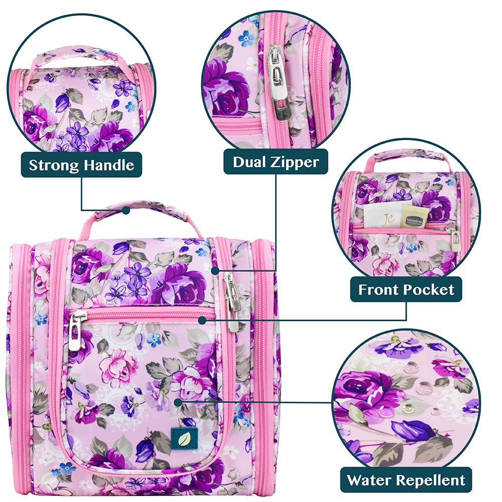 PAVILIA Beauty case da viaggio da appendere per donne e uomini, organizer per articoli da toeletta da bagno, rosa, Standard (9x4x9), Beauty case