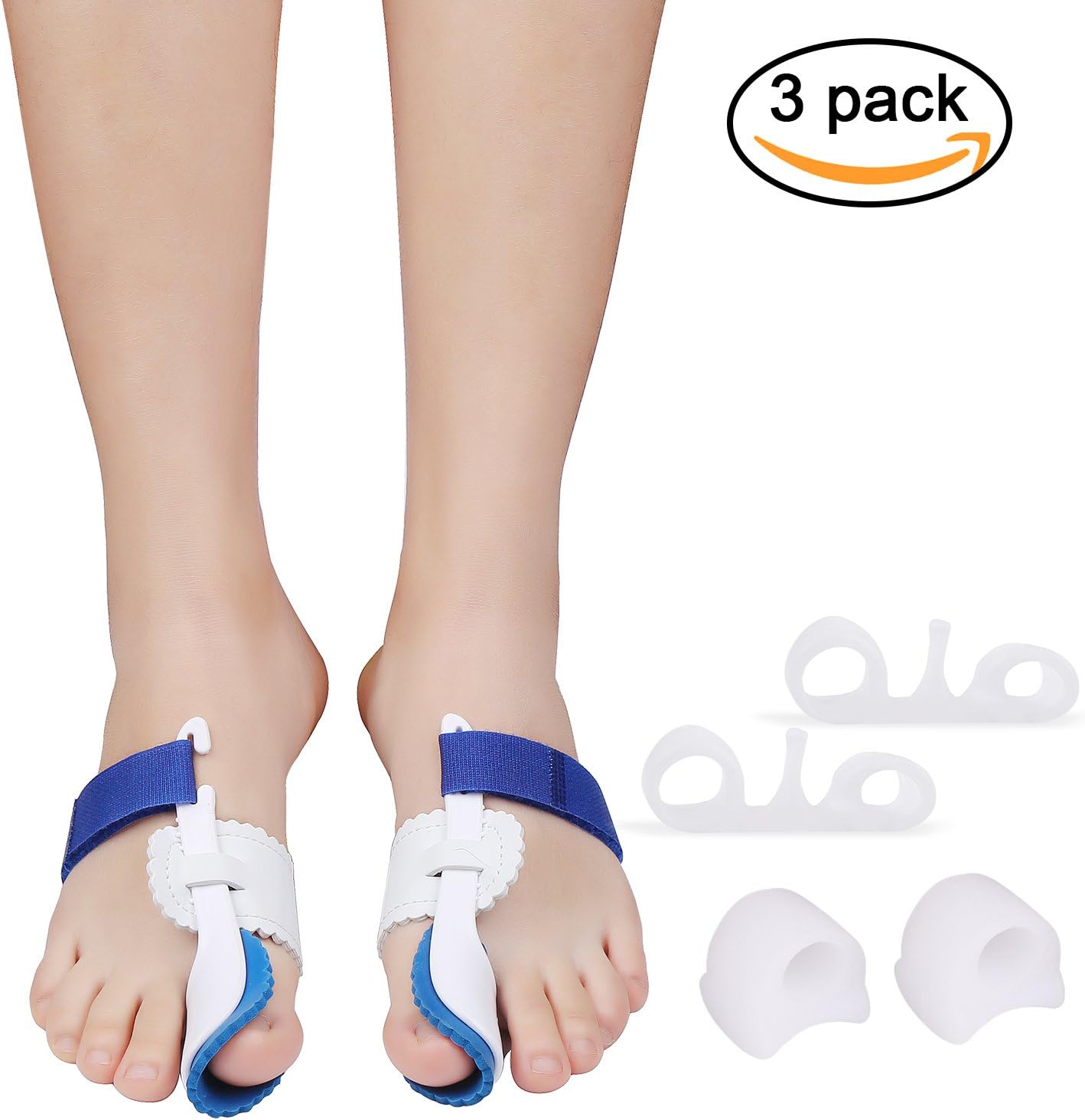 comenzar Bunion Corrector,Adjustable Velcro Bunion Splint Protector Sleeves Kit, Toe Straightener for Hallux Valgus,Tailors Bunion, Hammer Toe Pain Relief, Night Time Support for Men/Women