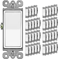 Vista 12 de BESTTEN Paquete de 10 interruptores de luz decorativa de 3 vías, 15 A, 120/277 V, un solo polo o tres vías, interruptor de pared de paleta