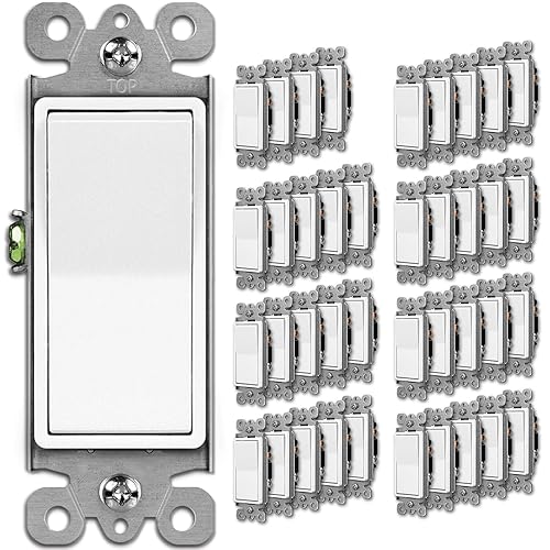 Vista 9 de BESTTEN Paquete de 30 interruptores decorativos de pared de un solo polo, 15 A, 120/277 V, interruptor de pared de paleta, interruptor basculante