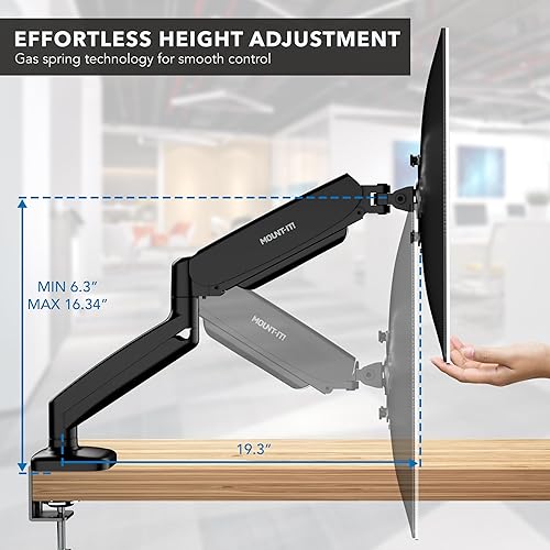 Miniatura 6 de Mount-It! Soporte de escritorio para monitor dual con brazos de resorte de gas de movimiento completo