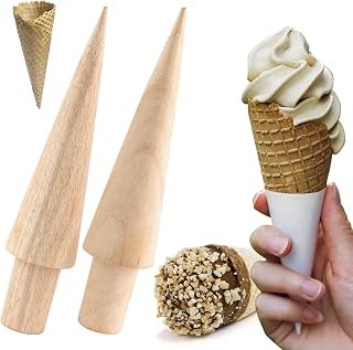 Demarsen Waffle and Ice Corn Shaper, Ice Corn Shaper, Waffle Horn, Wooden Waffle Horn Corn Roller for Making DIY Waffles and Ice Cream Cones (Brown)