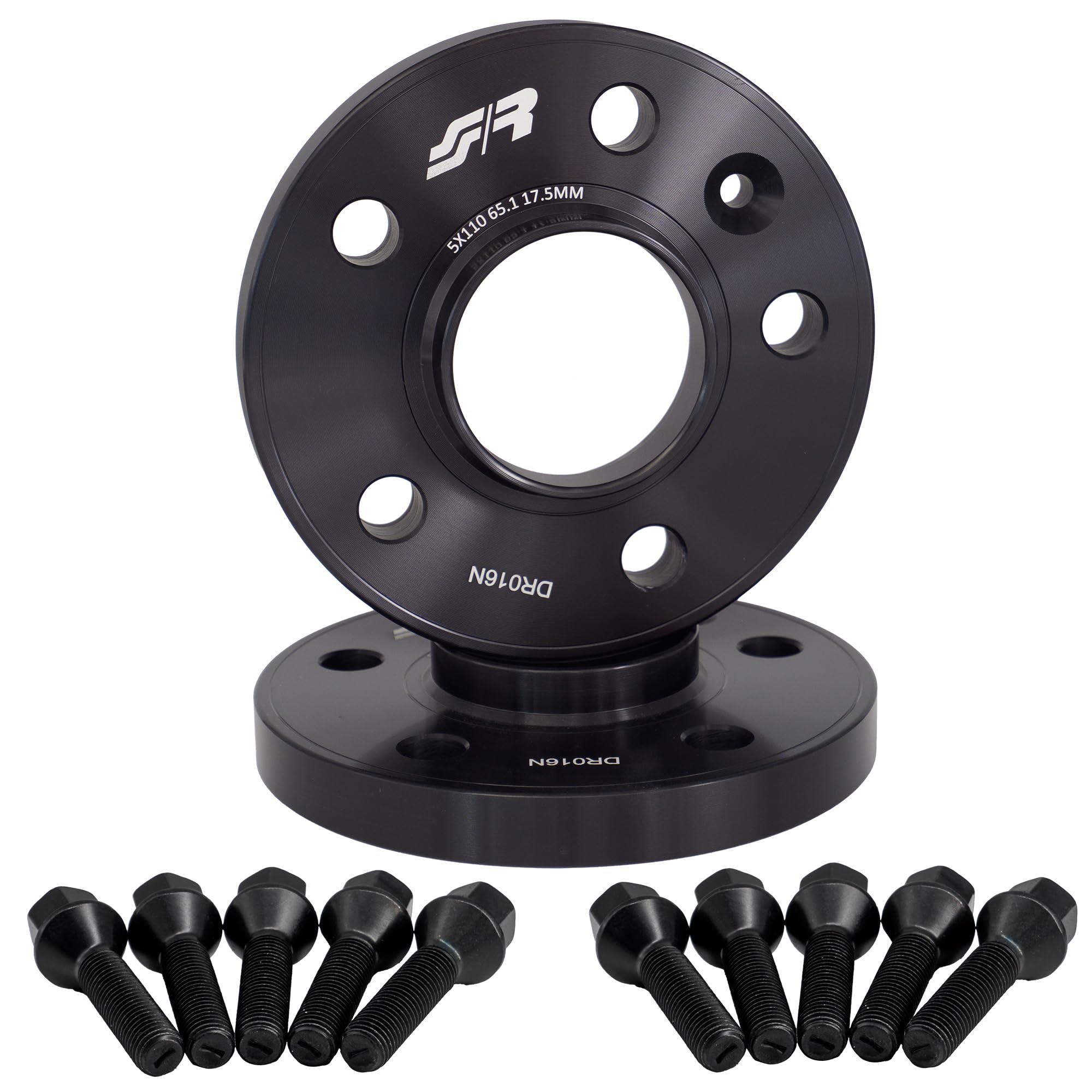 Simoni Racing DR016N/B2N Kit 2 distanziali in Alluminio Nero 17,5 mm 5x110 Centraggio 65,1