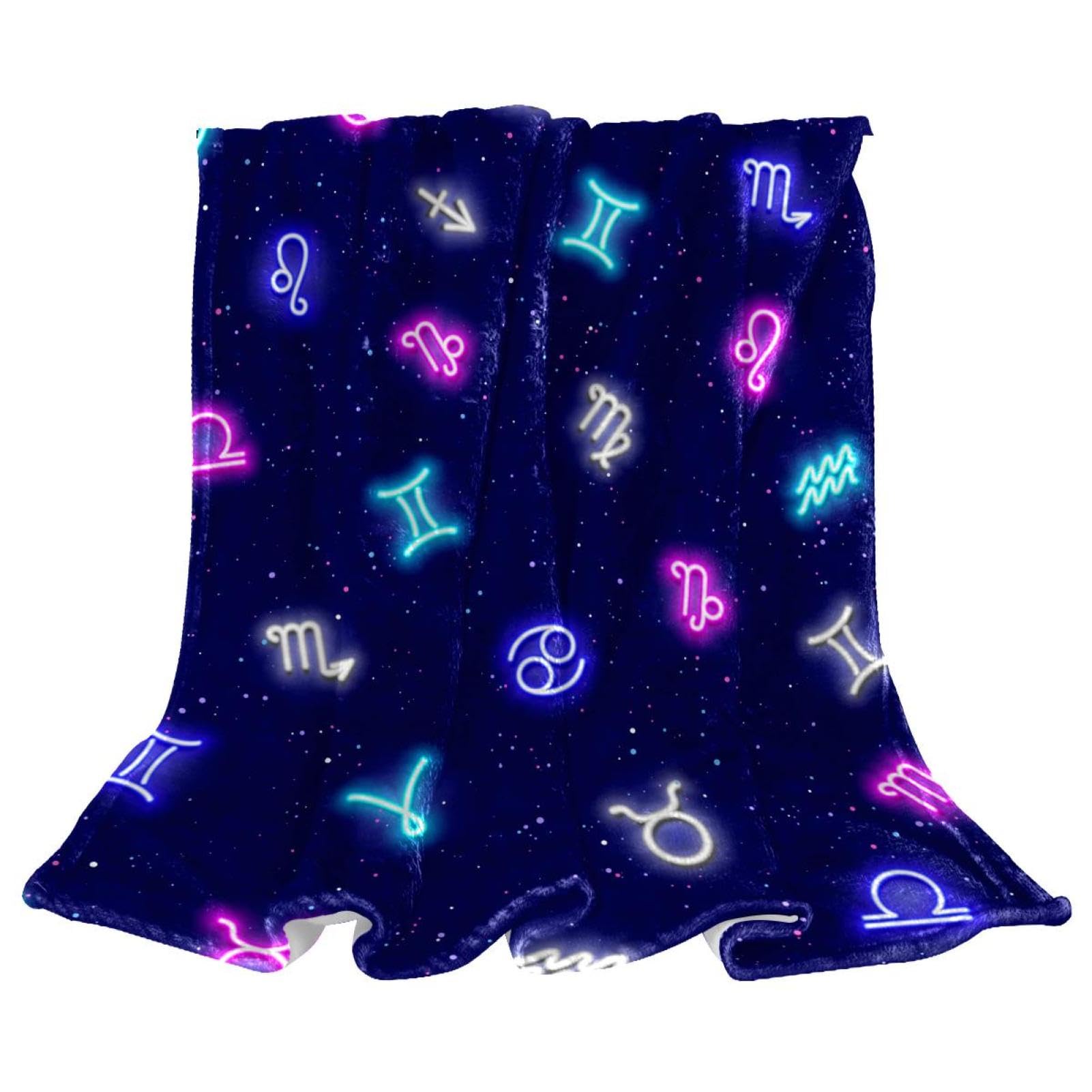 Couverture polaire douze constellations en microfibre douce pour canapé 150x200cm