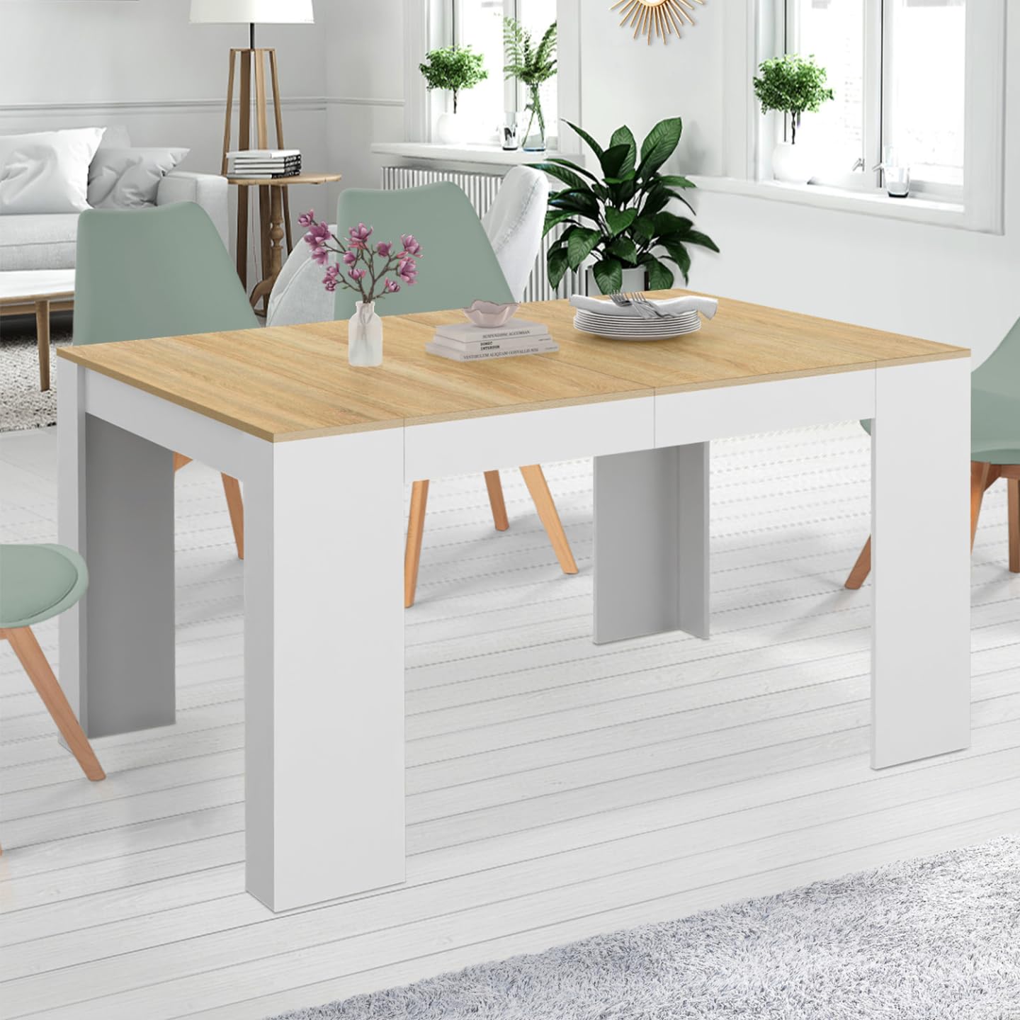 Dmora - Consolle allungabile Abicitren, Tavolo da pranzo allungabile, Ripiano con allunghe multiuso estensibile fino a 10 posti, 51/237x90h78 cm, Rovere Dmora - Consolle allungabile Abicitren, Tavolo da pranzo allungabile, Ripiano con allunghe multiuso estensibile fino a 10 posti, 51/237x90h78 cm, Rovere