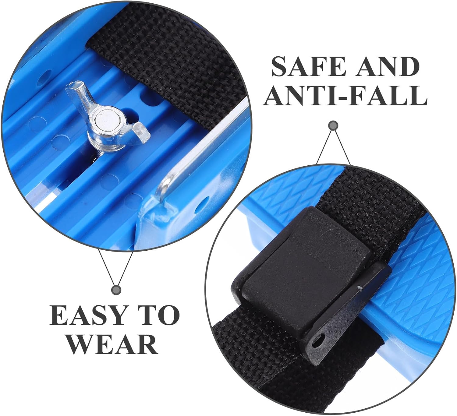 Adjustable Ice Skates with Double Runner and Fixing Straps Blue Outdoor Ice Skating Shoes for Beginners for Winter Recreation