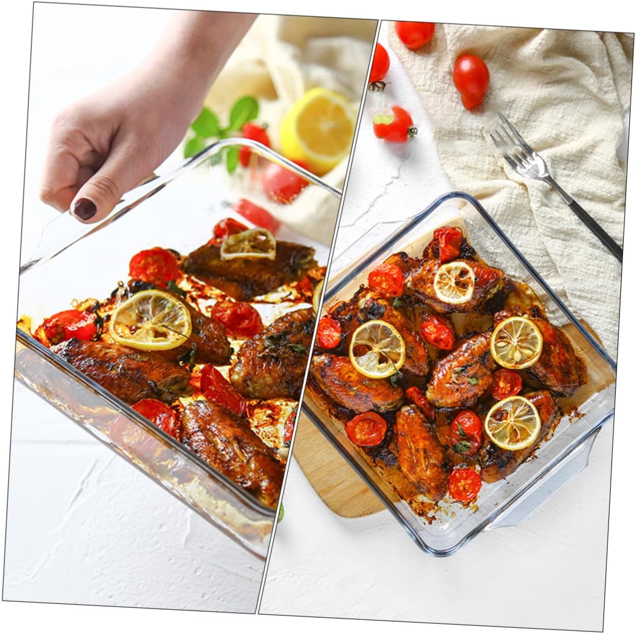 PRETYZOOM Baking Tray Pizza Baking Pan 8'' Glass Nonstick Square Pan Dishwasher Safe Steak Tray