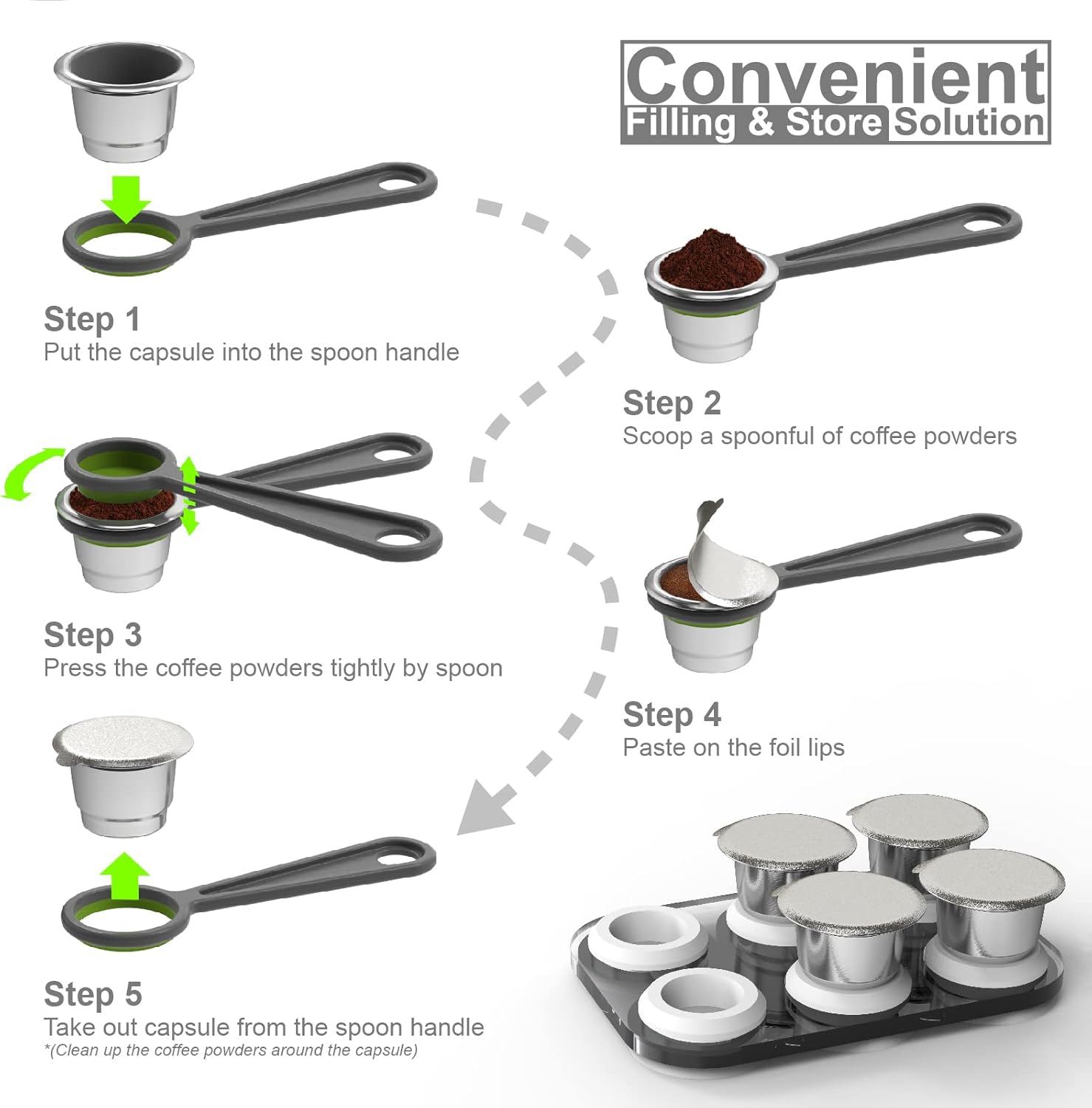 Triplot 6pcs Refillable Coffee Pods Sets & 200pcs Aluminum Lids for Reusable Capsules Compatible for Nespresso OriginalLine Machine