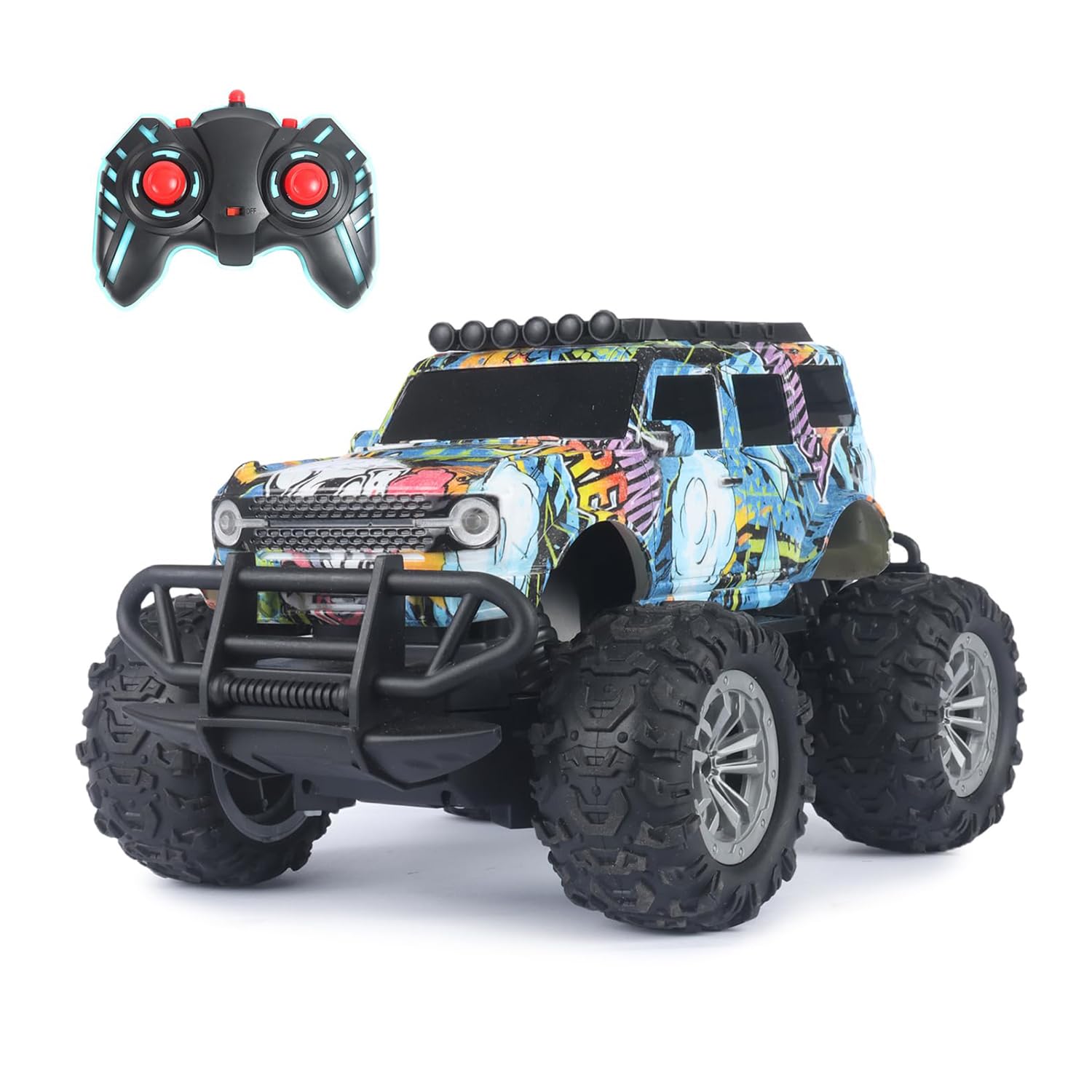 Amazon Brand - Jam & Honey Remote Control Car for Kids | High-Speed RC Car with Rechargeable Lithium Battery | Type-C Charging | LED Headlights | Graf...