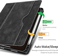Vista 8 de H HOLIMET Funda para iPad Pro 12.9 2022 6ª/5ª/4ª/3ª generación con soporte para lápices, bolsillo, soporte tipo folio, tapa trasera de TPU suave, a