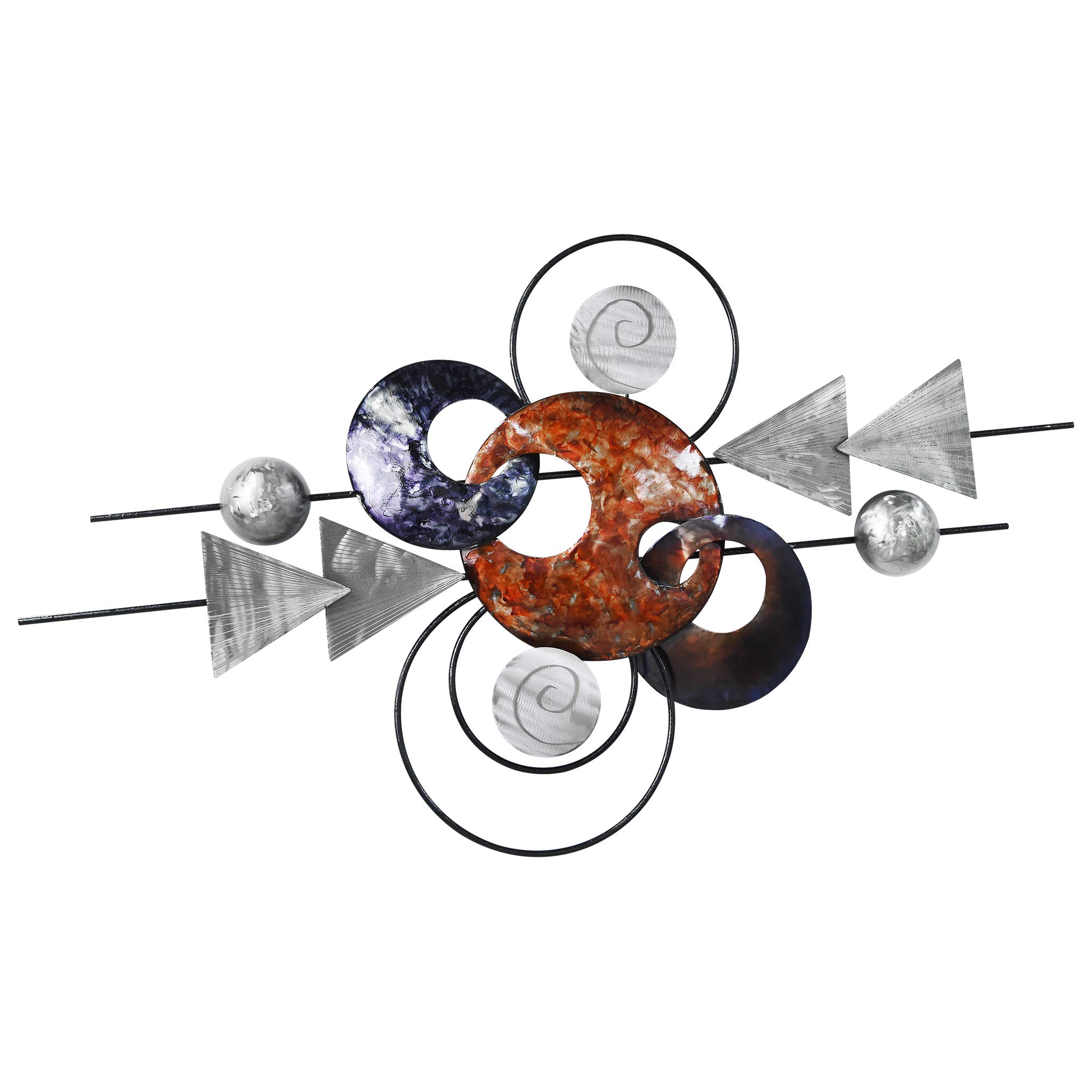 Empire Art Direct Target Hand Painted Etched Metal Wall Sculpture Ready to Hang,Living Room,Bedroom ＆ Office, 47.2" x 27.2" x 3.5", Multi-Color,Red,