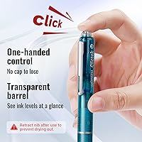 Vista 3 de WRITECH Clictek Fountain Pen Set: Retractable Style Blue Ink Medium Nib Transparent Barrel, Includes 5 Ink Cartridges for Gift Set, Smooth Writing