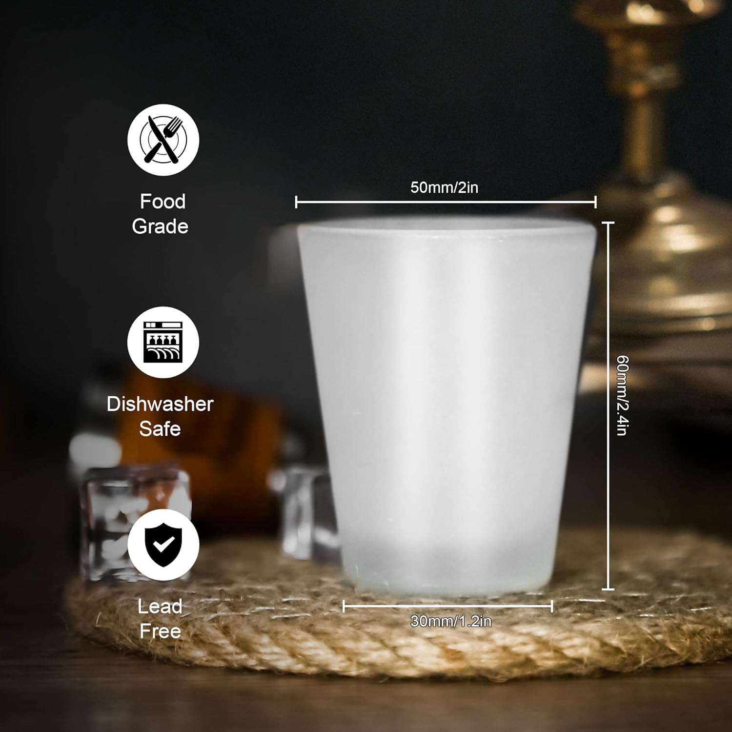 AGH Sublimation Frosted Shot Glasses - 1.5 oz Set of 12 with Heavy Base for Whiskey, Tequila, Vodka, Espresso