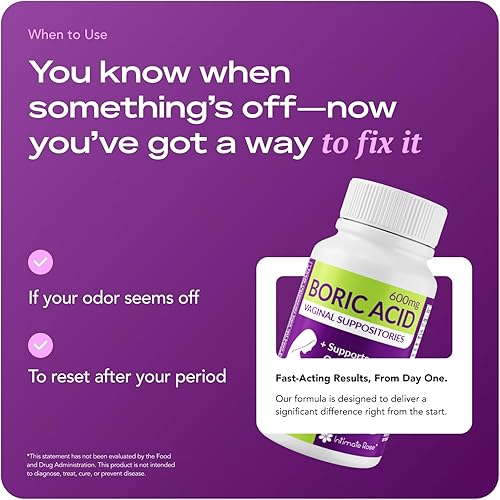 Miniatura 7 de Ahorra un 10% en el paquete de bienestar femenino: supositorios de ácido bórico y probióticos vaginales para el equilibrio del pH y el cuidado íntimo