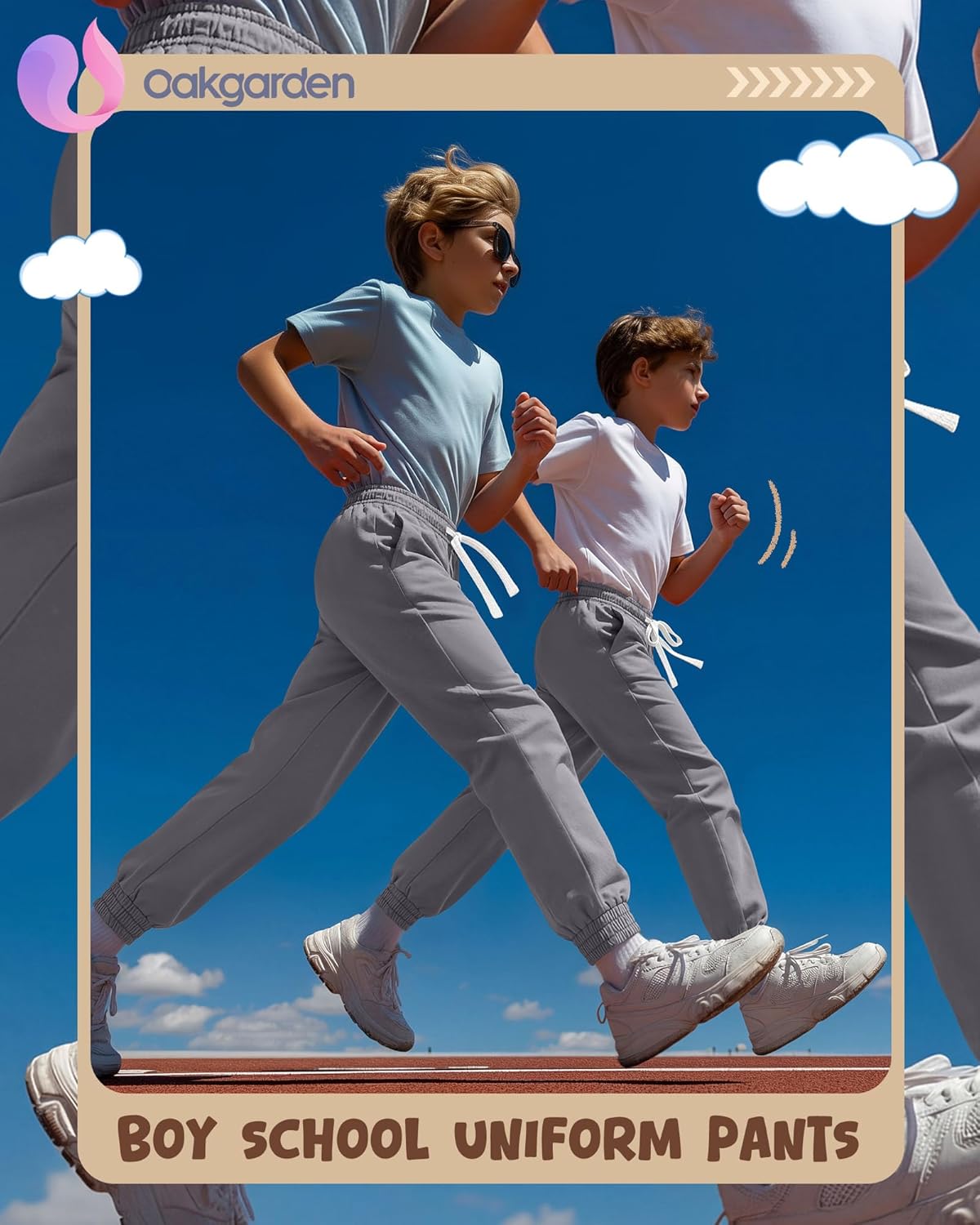 3 Pack Boy's Uniform Joggers Cotton School Sweatpants with Drawstring Side and Pockets Athletic Pants 6-16 Years