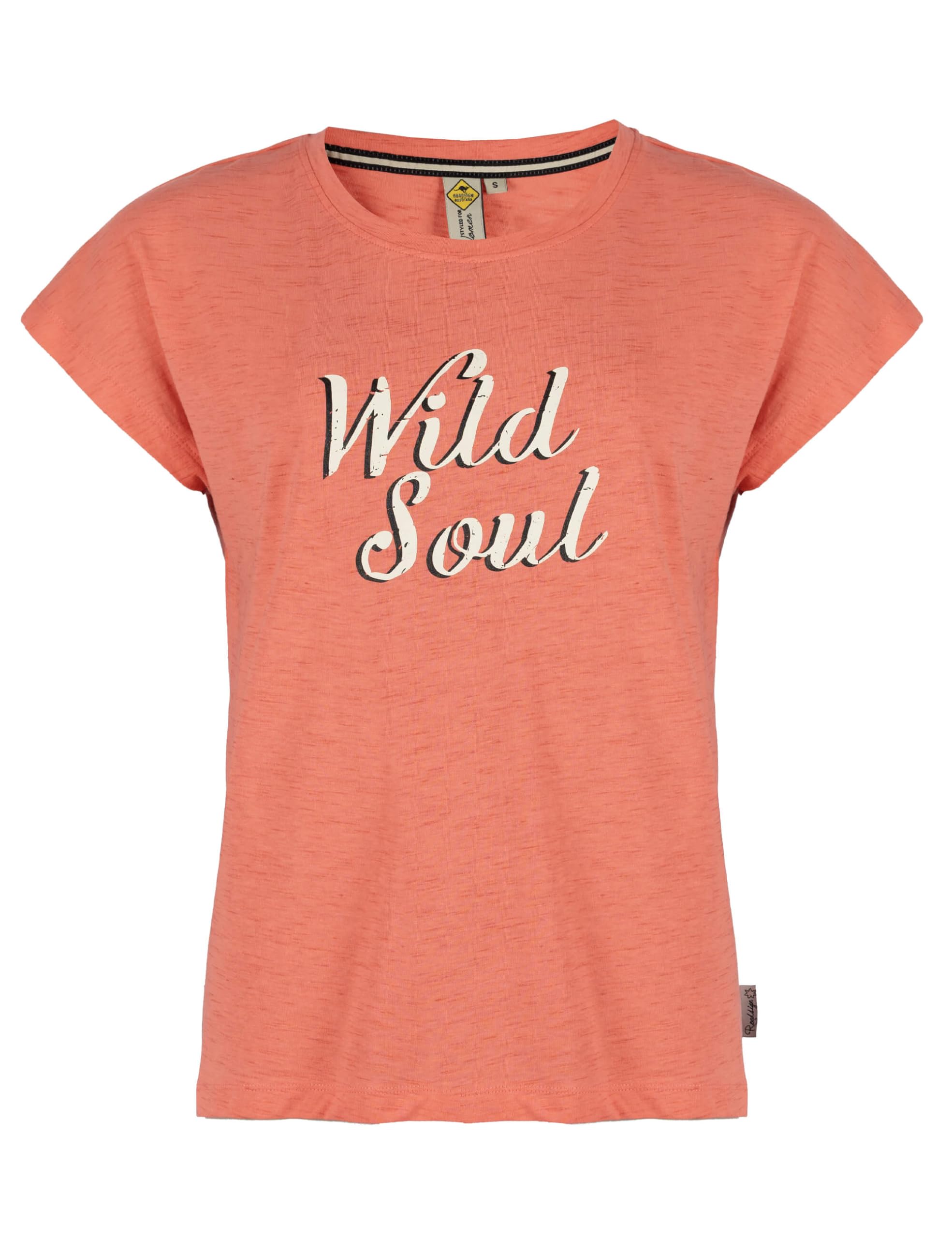 ROADSIGN australia Damen T-Shirt mit Schriftmotiv, melierte Optik, Baumwollmix, vielseitig kombinierbar