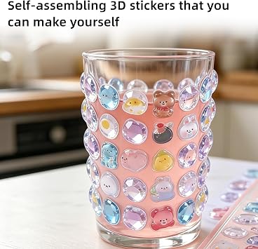 6 Pcs 3D Stickers Puffy Stickers for Teenager, Cute Animal Design Cartoon Mini Sticker with Pink Bunny, Suitable as Rewards & Decorations, Creative Gift Accessories for Phone Case Notebook Scrapbook