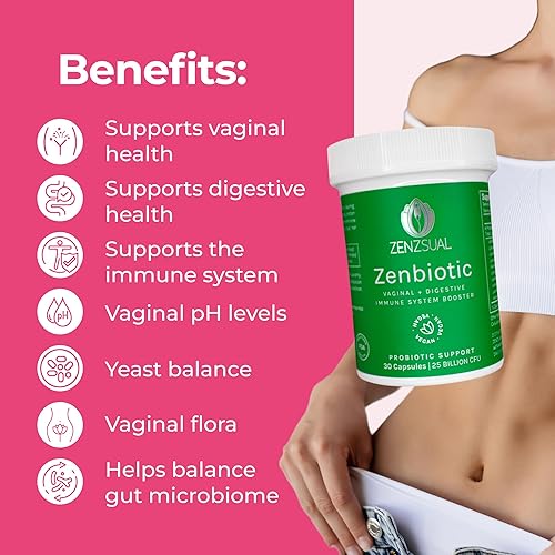 Miniatura 4 de ZENZSUAL Zenbiotic Probiotics Support for Women – 25 mil millones de UFC, apoyo para la salud vaginal y el equilibrio del pH, control de olores y