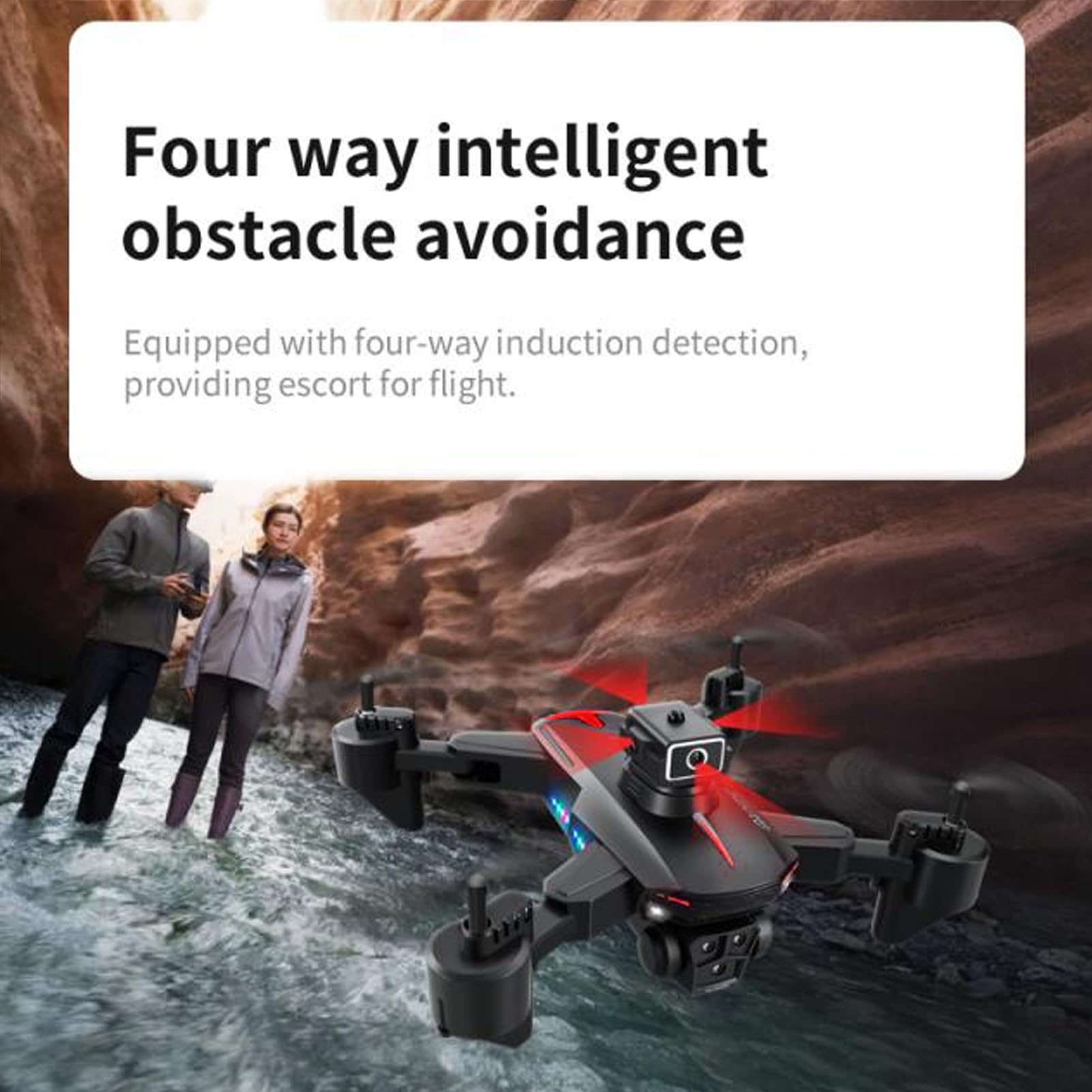 4K HD RC-Drohne mit 2,4 GHz WLAN, faltbarer Quadrocopter mit 3 Kameras, 50-fachem Zoom, Vier-Wege-Hindernisvermeidung, intelligentem Schießen im Beauty-Modus, APP-Steuerung