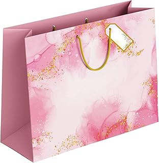 Pink Paper Bags Large Gift Bags – Bags for Gifting – Birthday Wedding Party Bags for Return Gift – Pack of 5