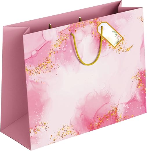 Pink Paper Bags Large Gift Bags – Bags for Gifting – Birthday Wedding Party Bags for Return Gift – Pack of 5