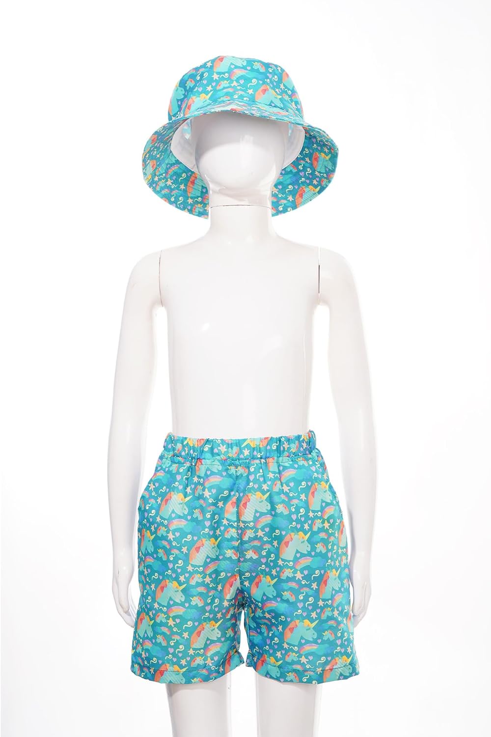 Linjinx Kids Girls Boys Printed Summer Casual Shorts Board Shorts Swim Beach Trunk Bottom with Sun Hat