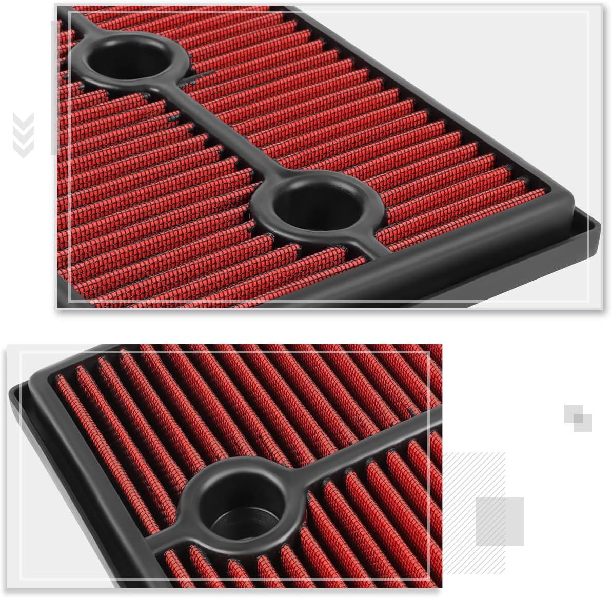 Red Reusable&Washable High Flow Drop-in Air Filter Compatible with 13-18 Jetta/Audi A3 1.4L