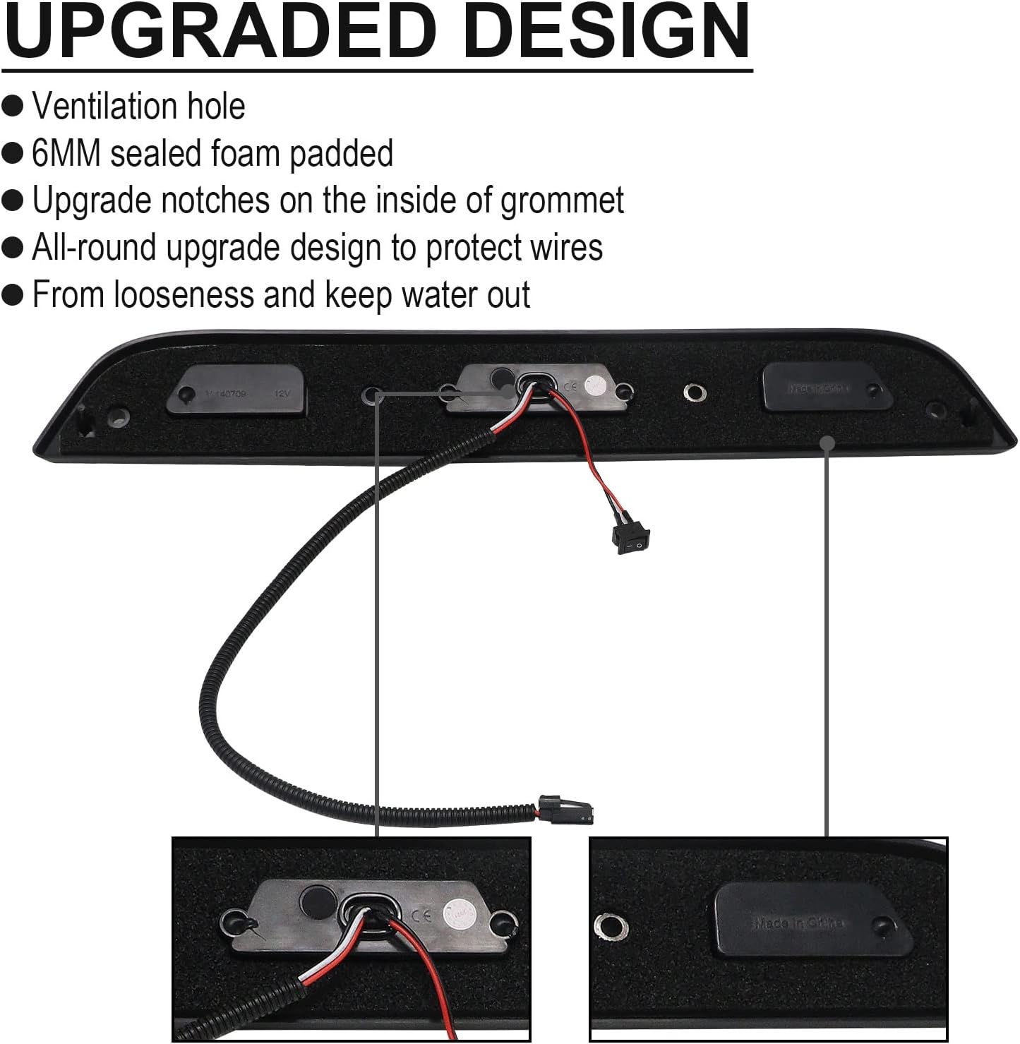 Smoked Lens LED third Brake Light Compatible for 2015-2024 F150, 2017-2024 F250/F350/F450/F550, 2019-2024 Ranger,LED 3rd High Mount Stop Lamp with Sealing Gasket, Ventilation Holes.