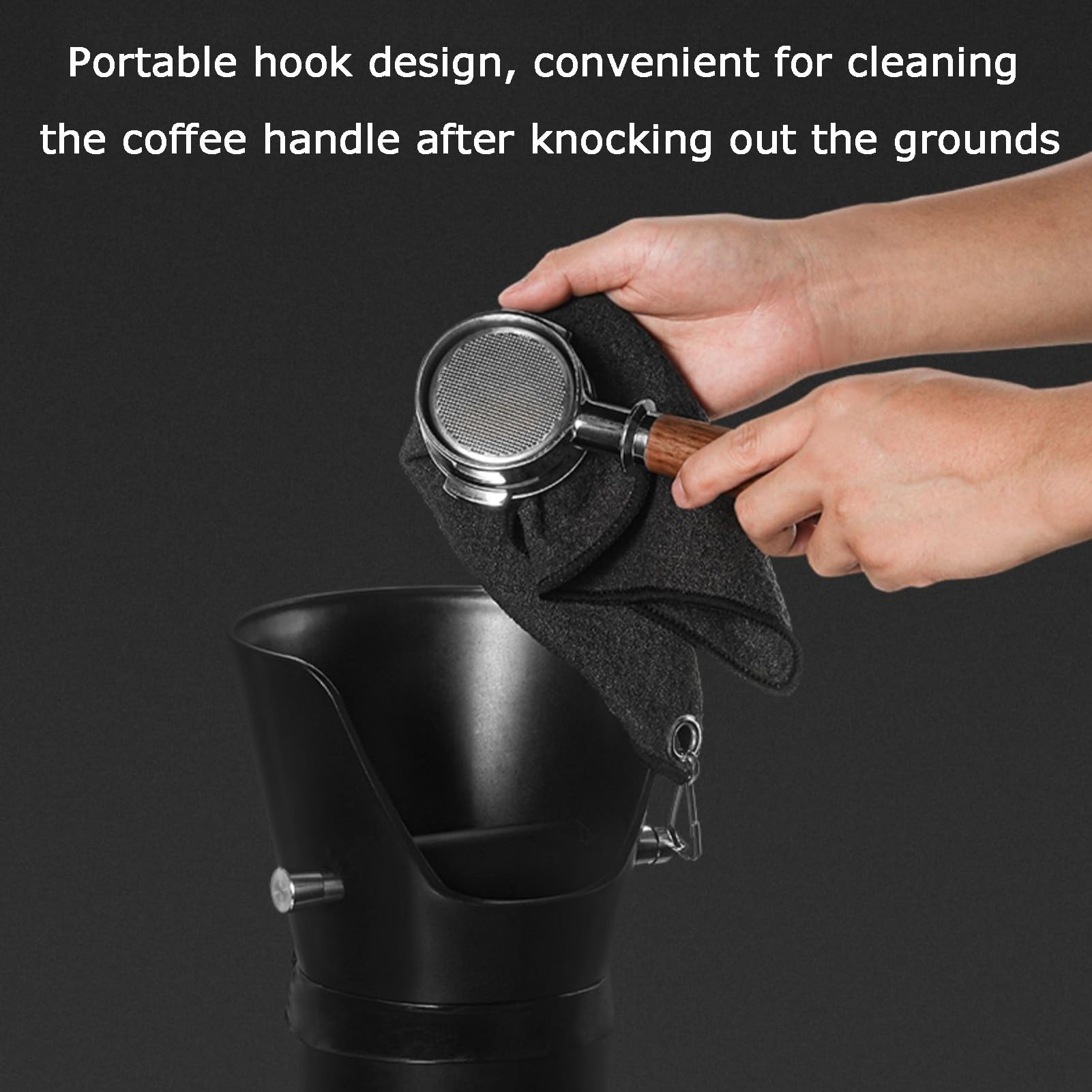 Cubo de Golpe para Café, 85.5 cm/33.7 in, Recipiente de colección de posos de pie de Piso de ABS Grueso con Barra de Goma y Gancho para Toalla para cafetería Black