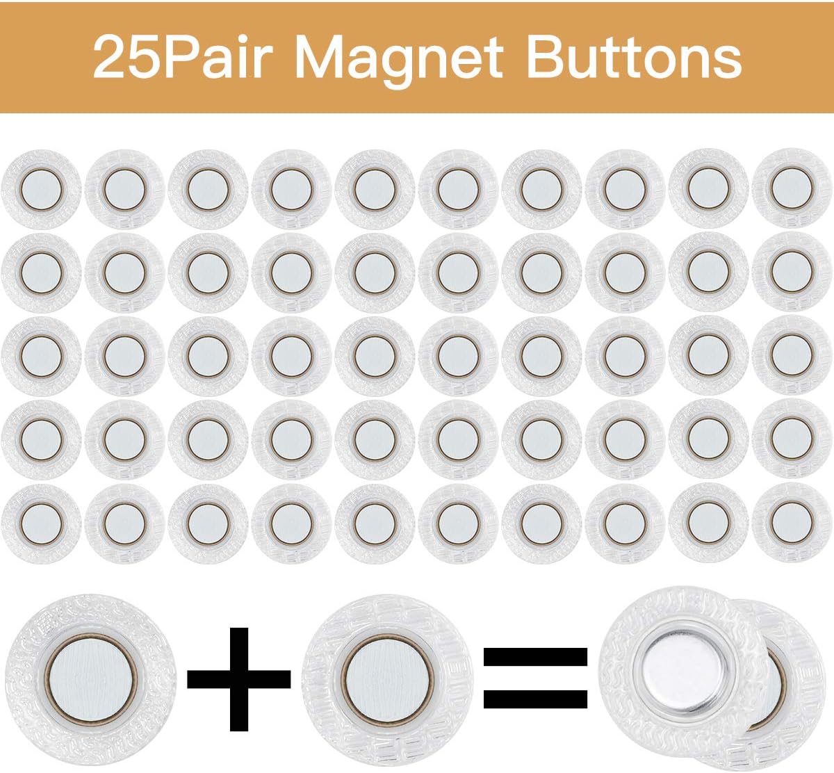 25 Pairs Mini Invisible Sew Magnetic Snap PVC Round Shape Hidden Purse Closure Fastener Snap for Kids Clothing Clasp Baby Bib Diapers Accessories for DIY Craft Sewing Tools