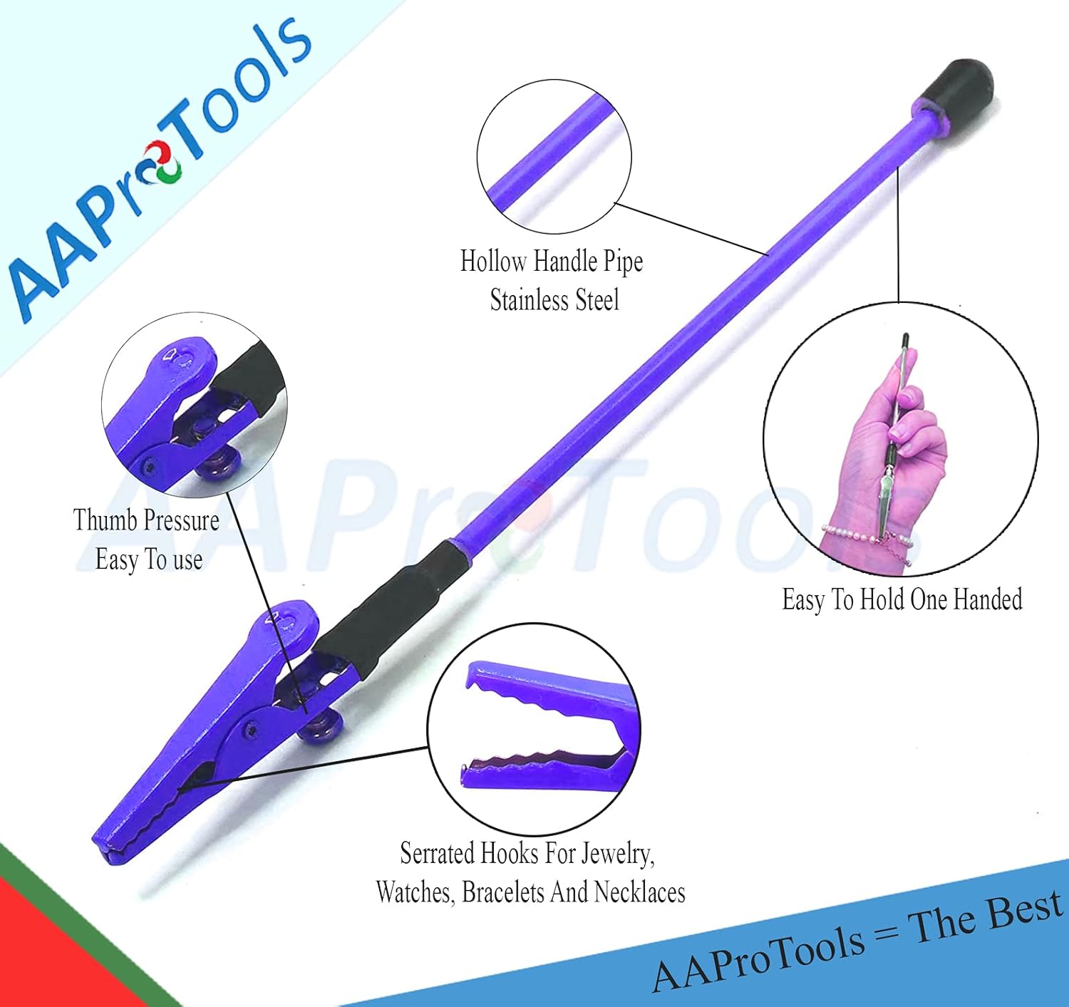6" Bracelet Tool Jewelry Helper- Bracelet Fastener Helper with Watch Clasps & Zipper Pull. Easy Fastener Bracelet Holder (Mix Color)