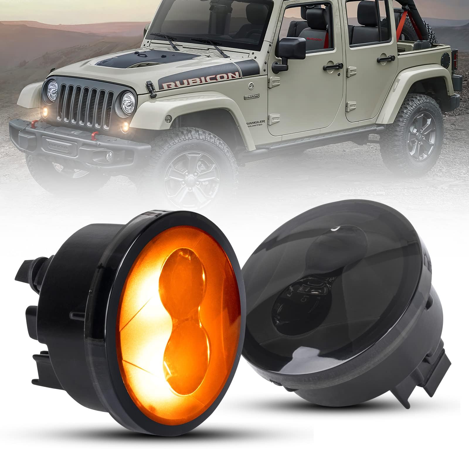 Front LED Turn Signal Light Compatible with 2007-2017 Wrangler JK ，LITEWAY Turn Lamp Fender Side Maker Parking Lights