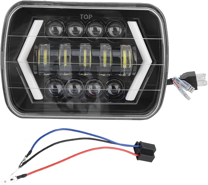 Akozon 300W LED Első Fényszóró - 7 Hüvelykes Négyzet Alakú Vízálló Autólámpa Cherokee XJ, MR2, Celica és 240SX Modellekhez