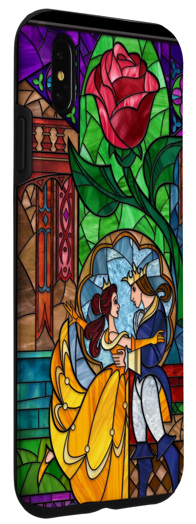 Custodia per iPhone XS Max Disney La Bella e la Bestia - Vetro colorato Belle e Principe