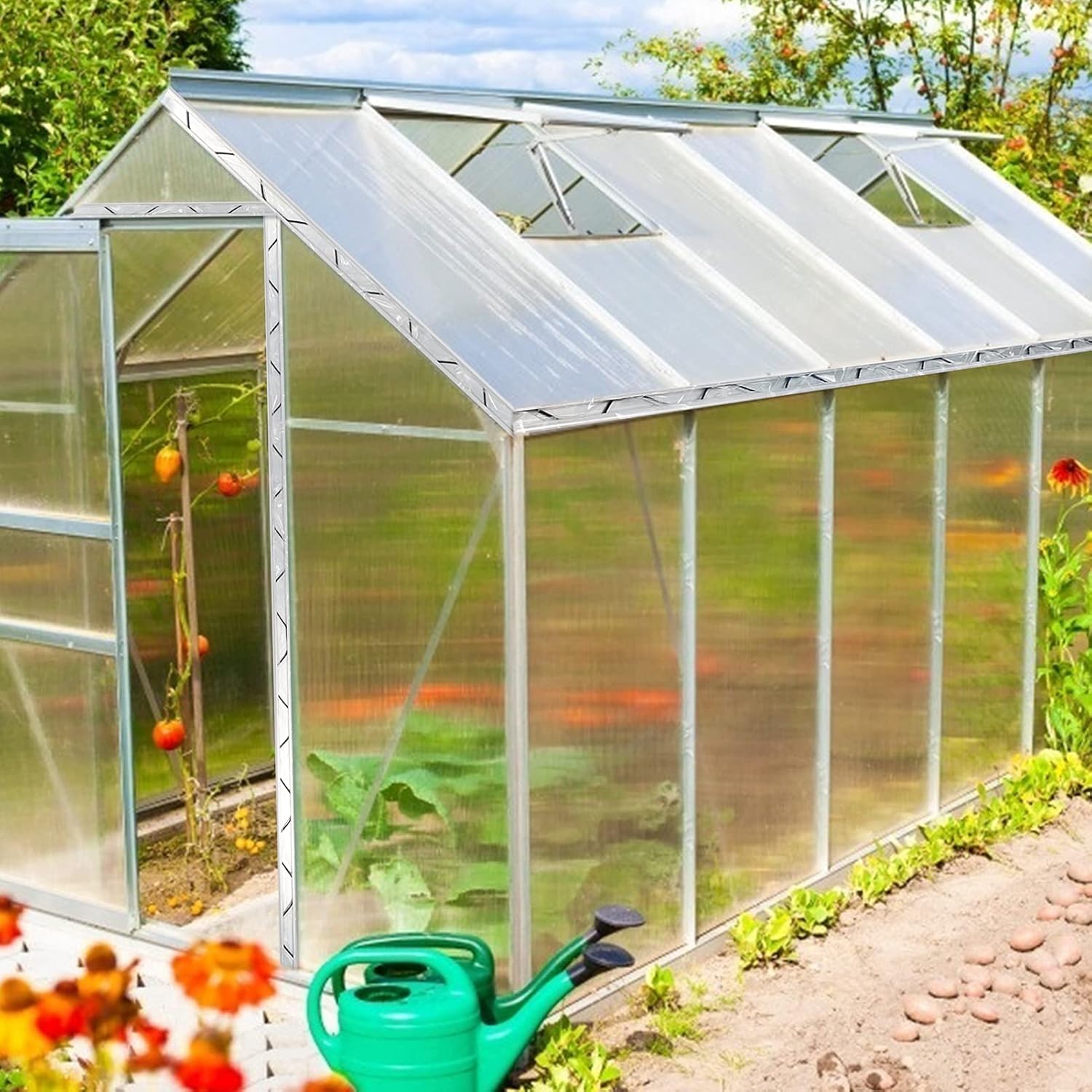 Greenhouse Spring Wire & Lock Channel - 10 Sets 6.6 ft PVC Coated Spring Wire & Aluminum Alloy U-Channel Bundle with Nylon Gloves for Fast Fix Poly Film Shade Cloth