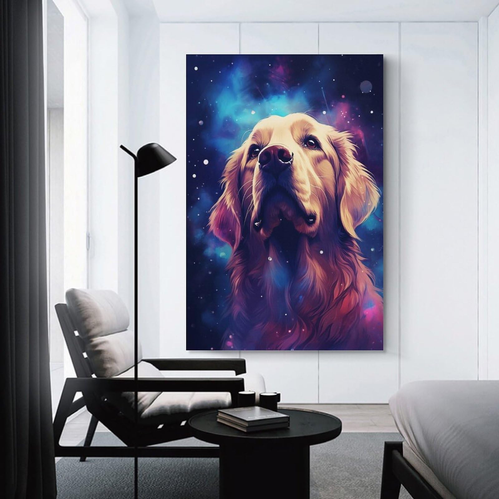 Junmoney Dogs Universe Wall Art Print, 16x24inch(40x60cm), for Corridors, Hallways Or Apartment Entries, Wall Decor to Refresh Empty Corners