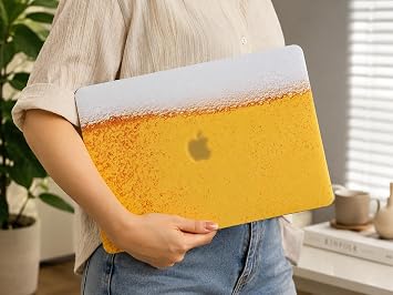 McStorey MacBook Air M1 Kılıfı 13 İnç A2337 A2179 A1932 Uyumlu Sert Kapak Hard Case Koruyucu Kılıf Köpük Efektli UV Baskılı Özel Tasarım Çizilme Önleyici İnce Hafif Sarı