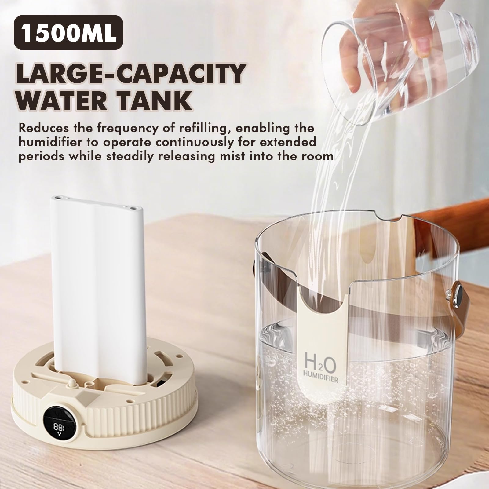 Beżowy stołowy nawilżacz powietrza, Home Dual-Spray wtyczka typu C