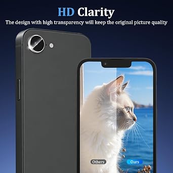 (3 Pack) for iPhone 16e/iPhone 17e Camera Lens Protector,9H Tempered Glass,[Anti Scrach] Individual Metal Ring Glass Cover CD Pattern Case Friendly - Silver
