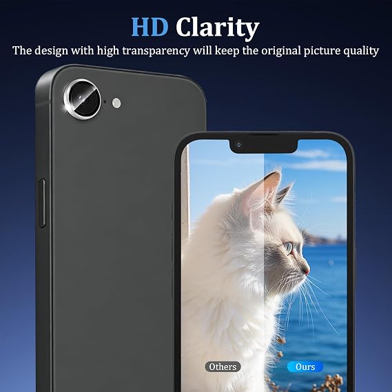 (3 Pack) for iPhone 16e/iPhone 17e Camera Lens Protector,9H Tempered Glass,[Anti Scrach] Individual Metal Ring Glass Cover CD Pattern Case Friendly - Silver