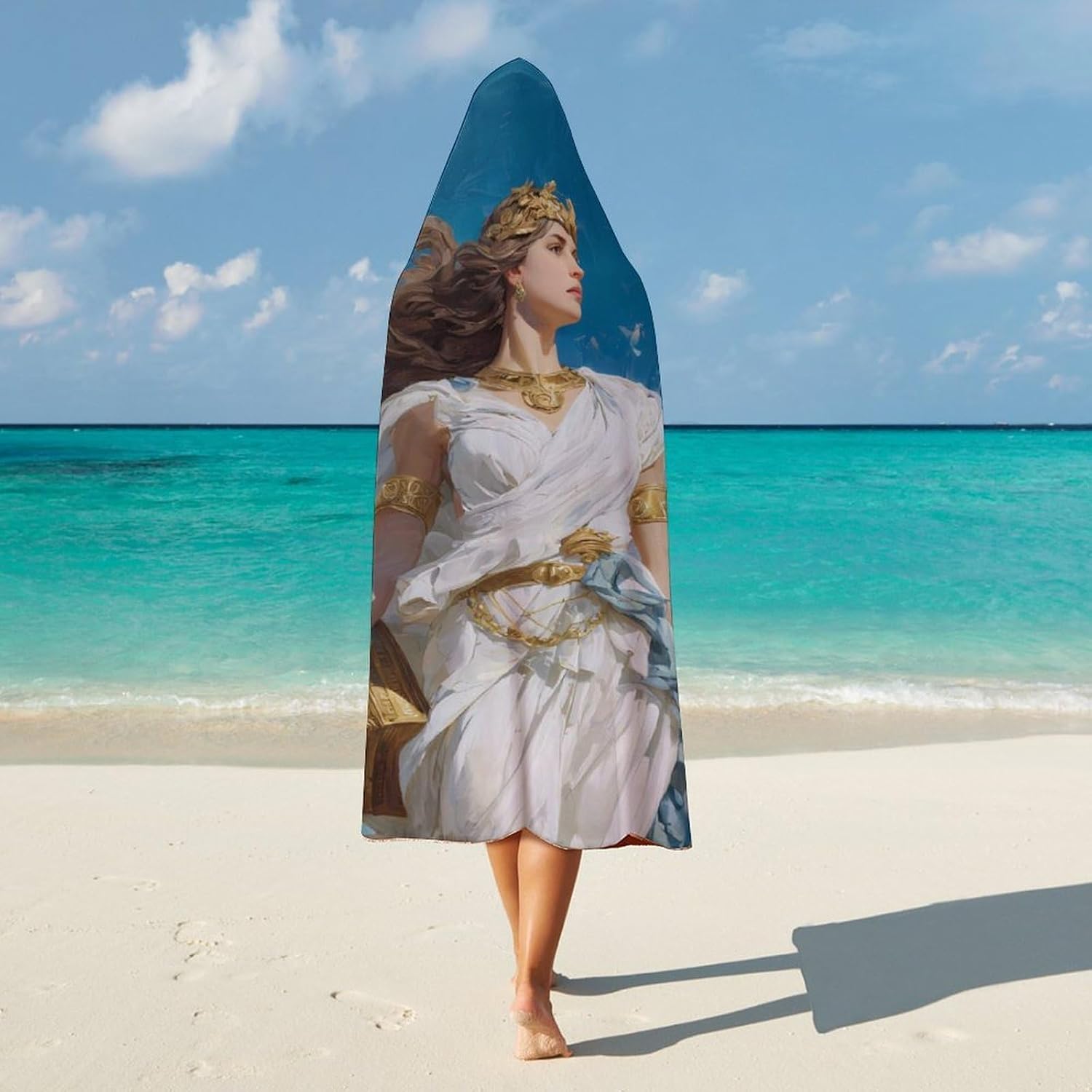 Athena Greek Goddess Wearable Blanket Hoodie | Flannel Fuzzy Machine Washable Home Camping Lounging
